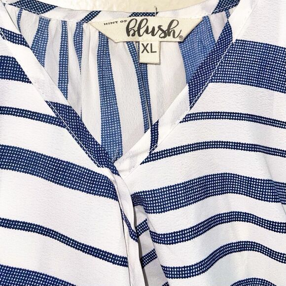 Blue White Off The Shoulders Ruffles Striped Maxi Sun Dress Size XL Womens - Picture 14 of 15